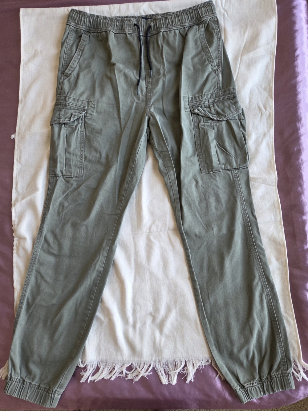 Aeropostale Men's Green Cargo Jogger Pants Size M Drawstring Utility Casual
